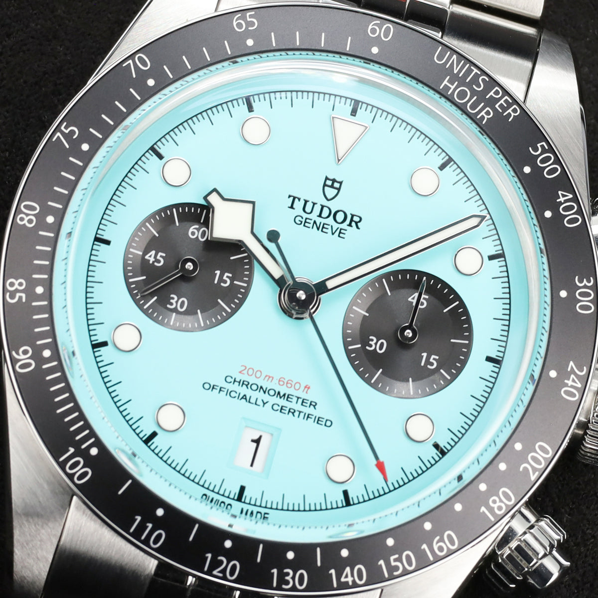 Tudor Black Bay 2025 Complete 41mm Stainless Steel Turquoise Dial Black Anodized Aluminum Tachymeter Bezel Jubilee-style bracelet 79360N
