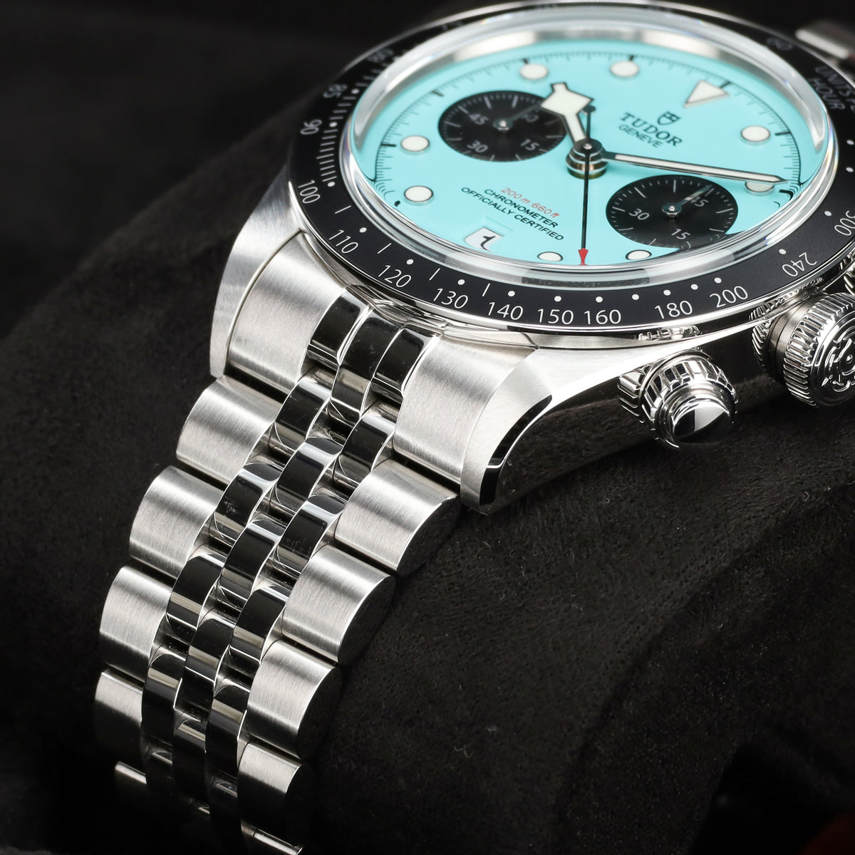 Tudor Black Bay 2025 Complete 41mm Stainless Steel Turquoise Dial Black Anodized Aluminum Tachymeter Bezel Jubilee-style bracelet 79360N