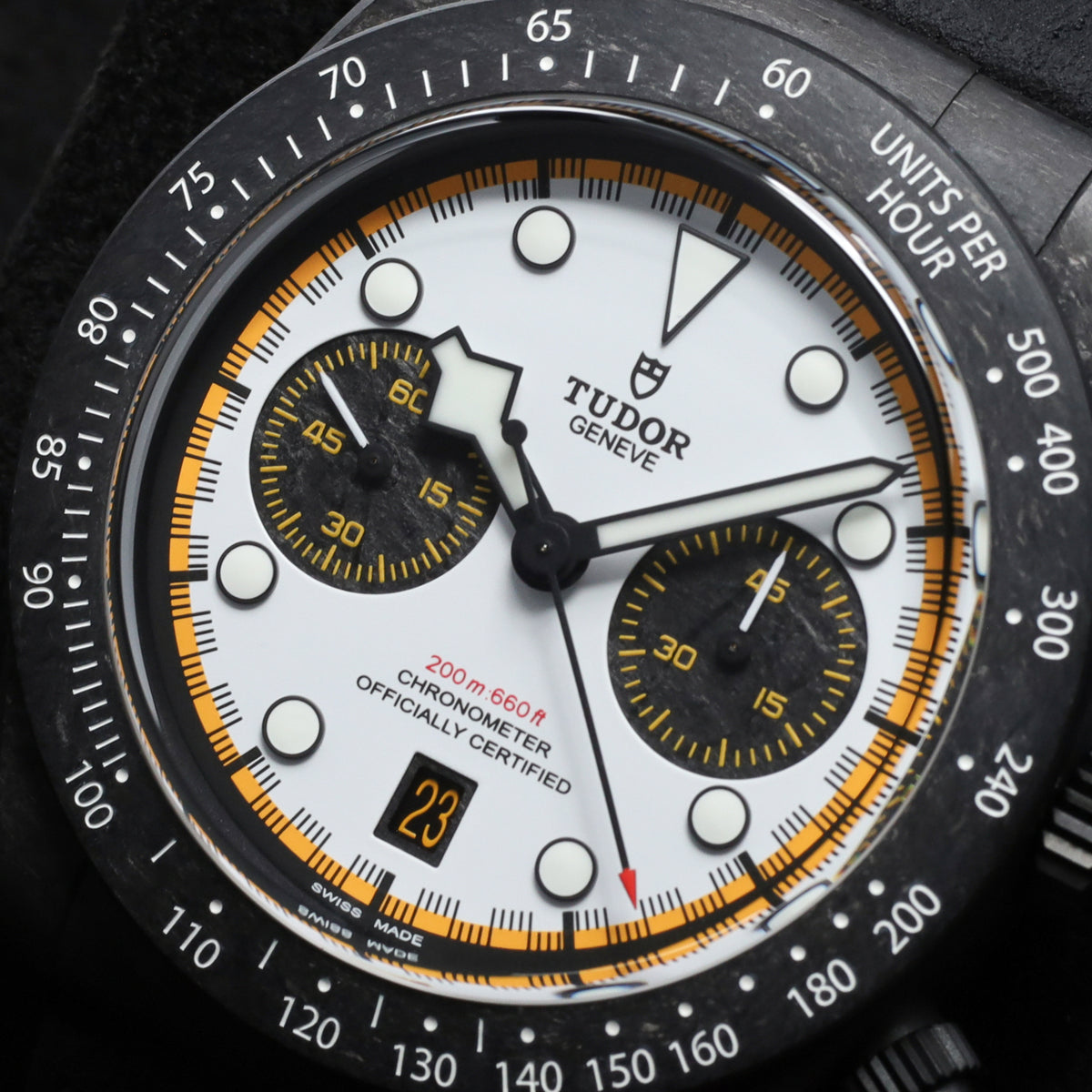 Tudor Black Bay 2026 Complete 42mm Carbon Fiber White with Yellow Accents Dial Carbon Fiber Tachymeter Bezel Hybrid Leather/Rubber Strap 79377KN