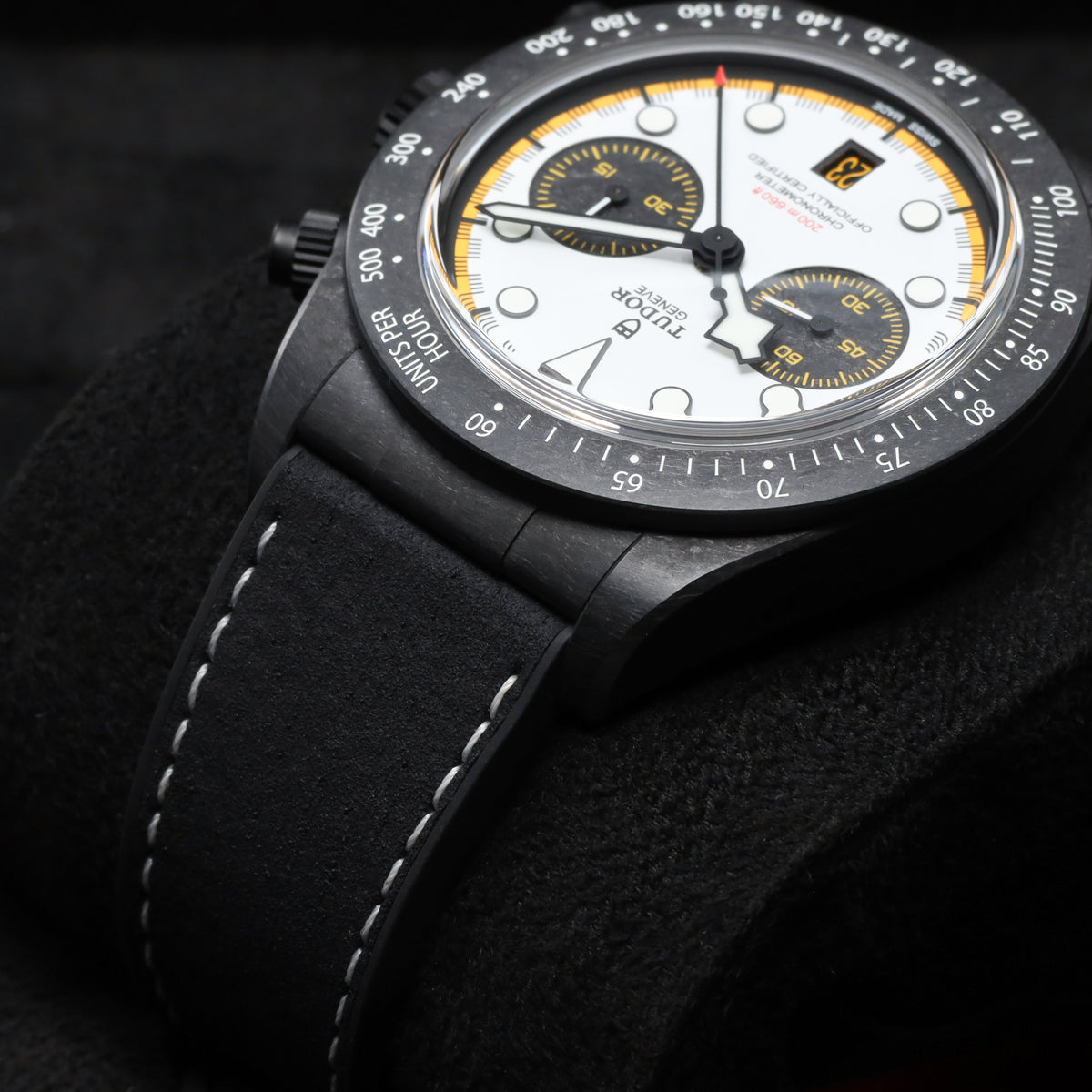 Tudor Black Bay 2026 Complete 42mm Carbon Fiber White with Yellow Accents Dial Carbon Fiber Tachymeter Bezel Hybrid Leather/Rubber Strap 79377KN