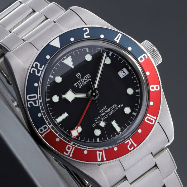 Tudor Black Ray 2021 Complete 41mm Stainless Steel Black Dial Red and Blue Aluminum GMT Bezel Stainless Steel Bracelet 79830RB