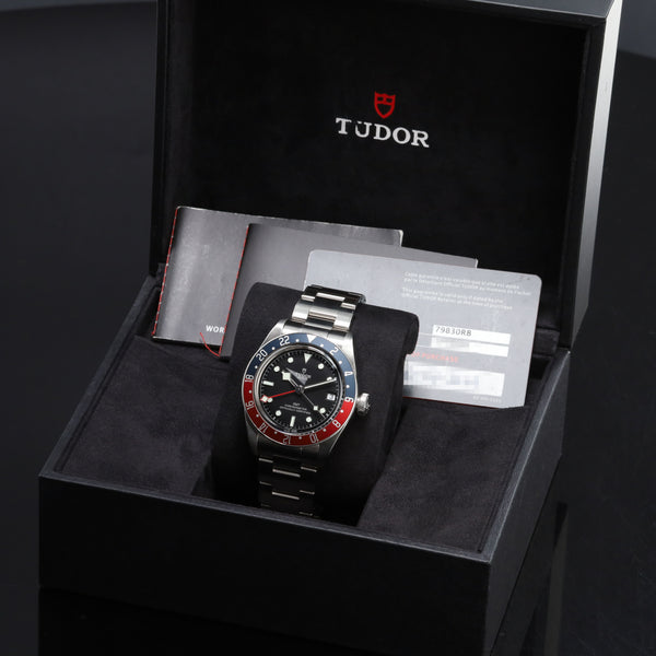 Tudor Black Ray 2021 Complete 41mm Stainless Steel Black Dial Red and Blue Aluminum GMT Bezel Stainless Steel Bracelet 79830RB