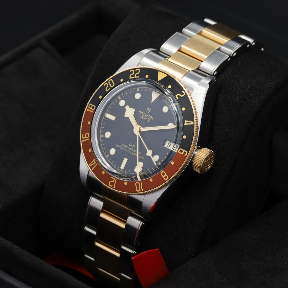 Tudor Black Bay GMT Rootbeer 2025 Complete 41mm Black Dial Two Tone Gold Ceramic Bezel 79833MN