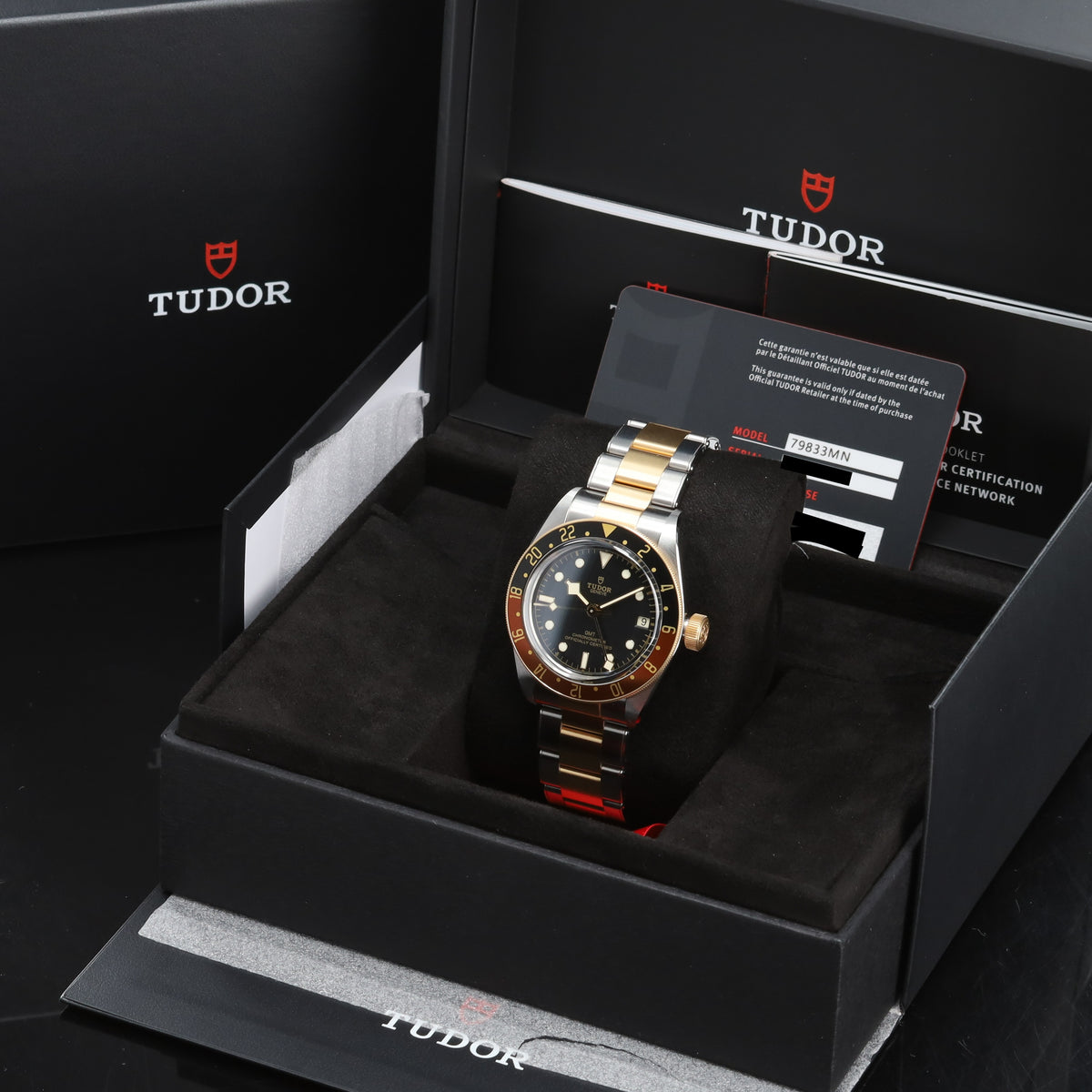 Tudor Black Bay GMT Rootbeer 2025 Complete 41mm Black Dial Two Tone Gold Ceramic Bezel 79833MN