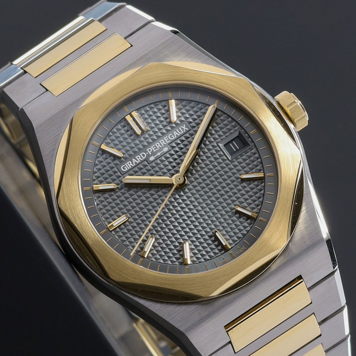 Girard-Perregaux Laureato 2026 Complete 39mm Stainless Steel Blue Clou de Paris Dial Stainless Steel with Yellow Gold Accents Bezel Two-Tone Stainless Steel and Yellow Gold Bracelet 81008-63-3412-1CM
