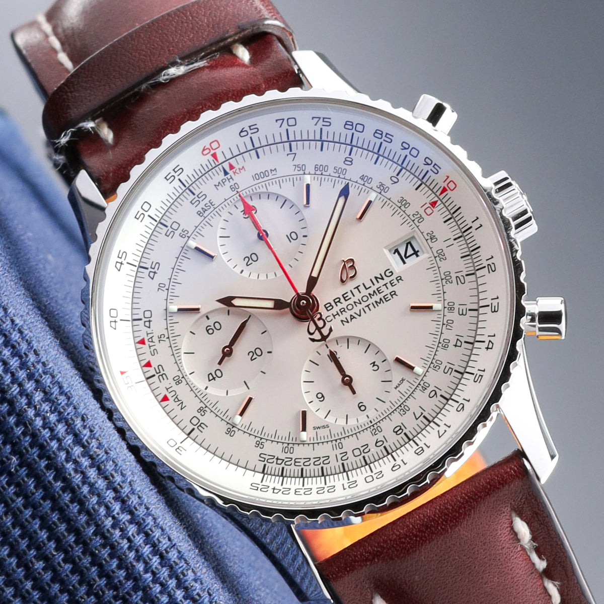 Breitling Navitimer 2022 Complete 43mm Stainless Steel Mercury Dial Stainless Steel Slide Rule Bezel Stainless Steel Bracelet A13324