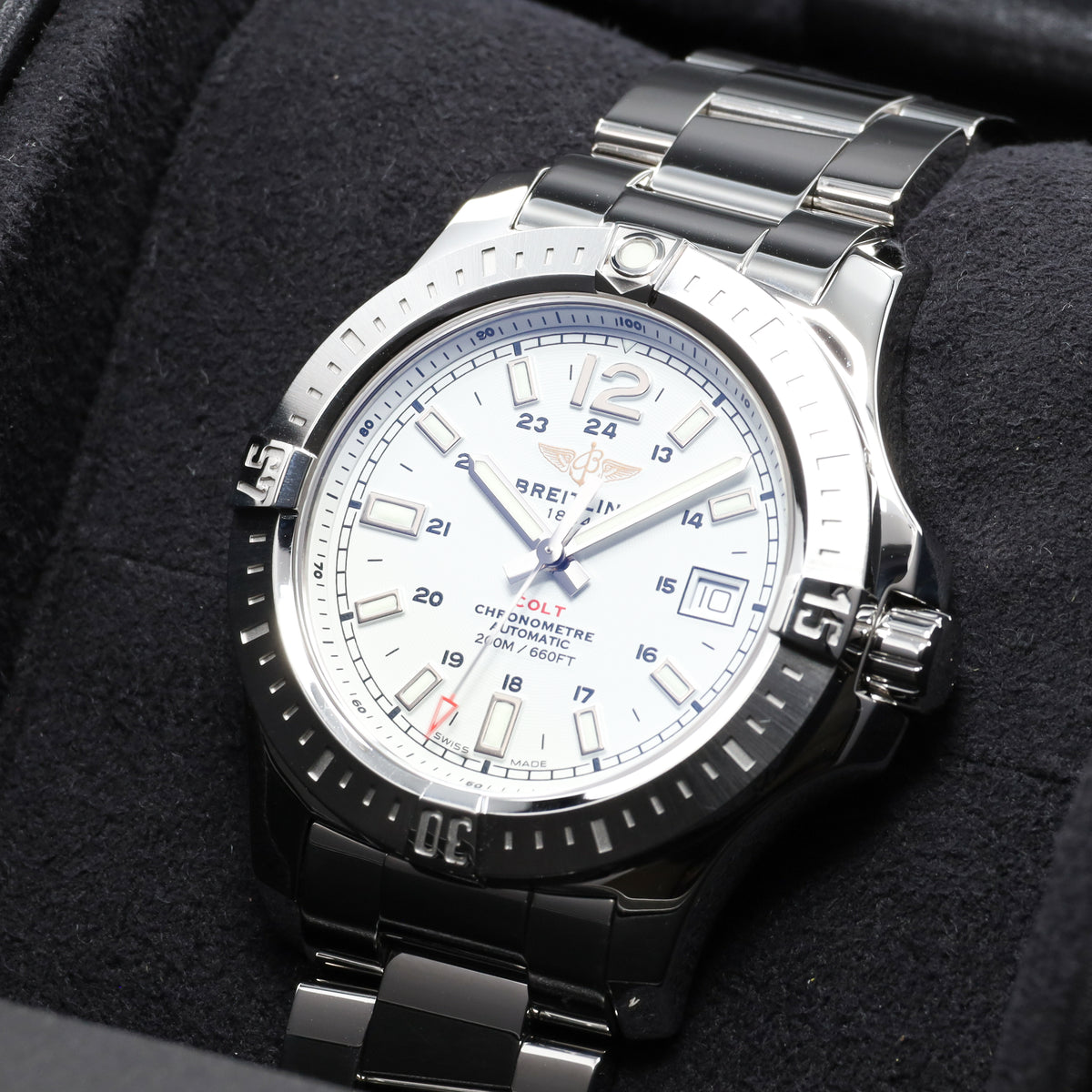 Breitling Colt 41 Automatic 2019 41mm Steel Case White Dial Steel Unidirectional Bezel Steel Bracelet A1731311