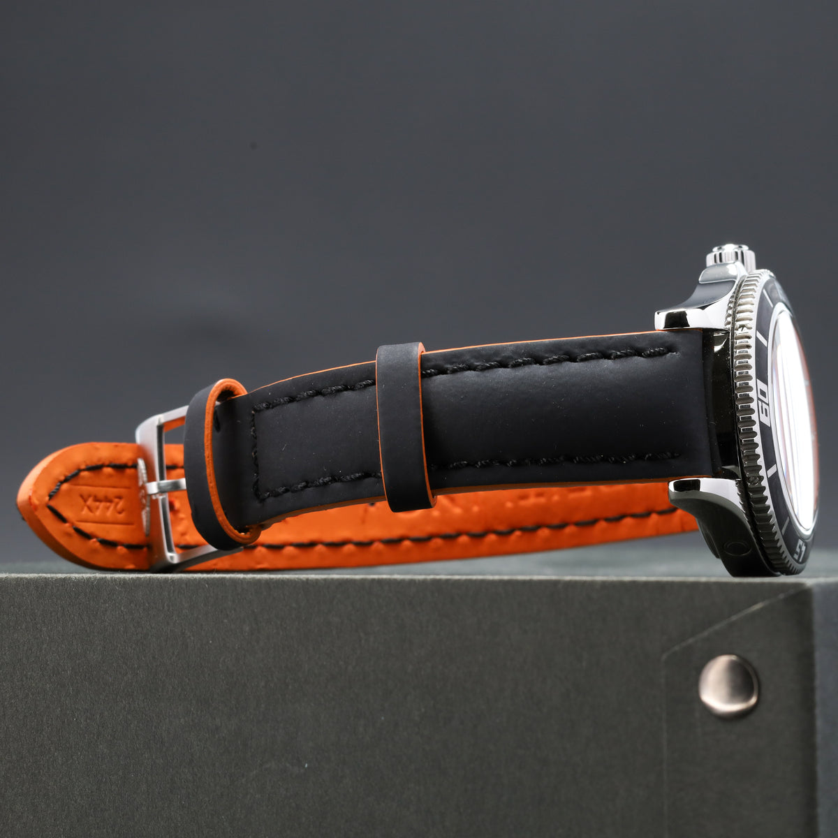 Breitling Superocean 2012 Complete 42mm Stainless Steel Orange Black Dial Matching Steel Dive Bezel Strap Bracelet A17364Y4