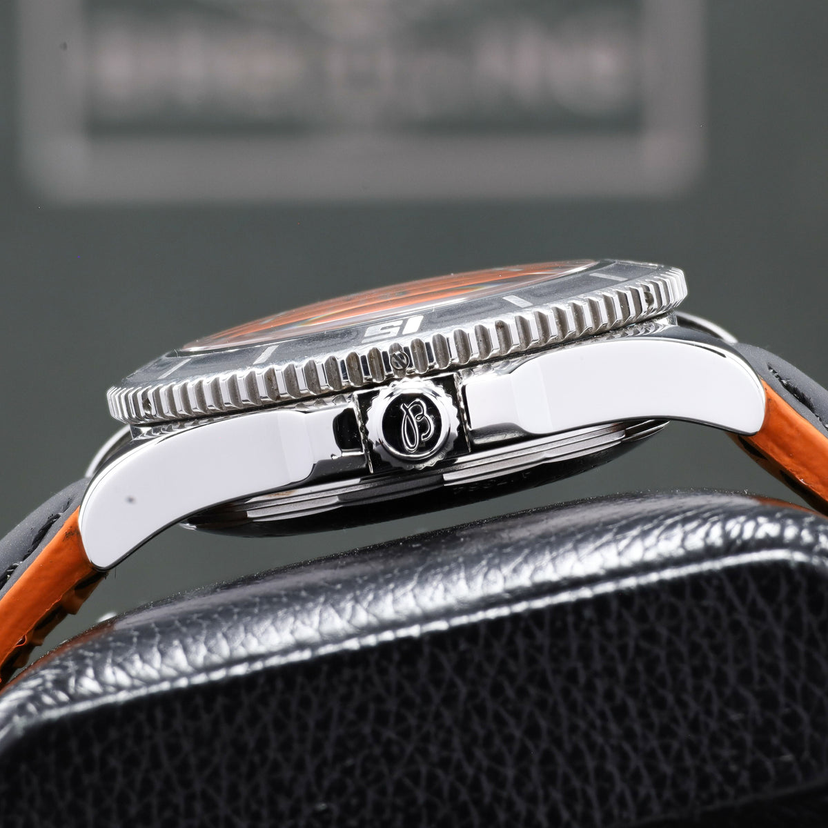 Breitling Superocean 2012 Complete 42mm Stainless Steel Orange Black Dial Matching Steel Dive Bezel Strap Bracelet A17364Y4