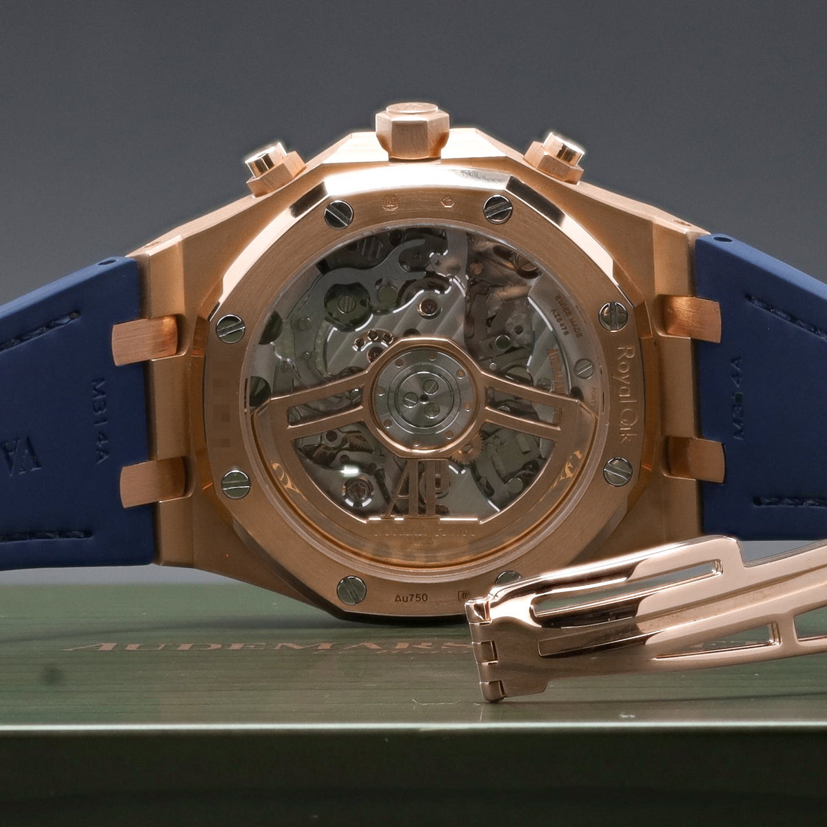 Audemars Piguet Royal Oak Complete 41mm 18k Rose Gold Case Blue Tapisserie Dial 18k Yellow Gold Bezel 18k Blue Rubber Strap 26239OR.OO.D315CR.01