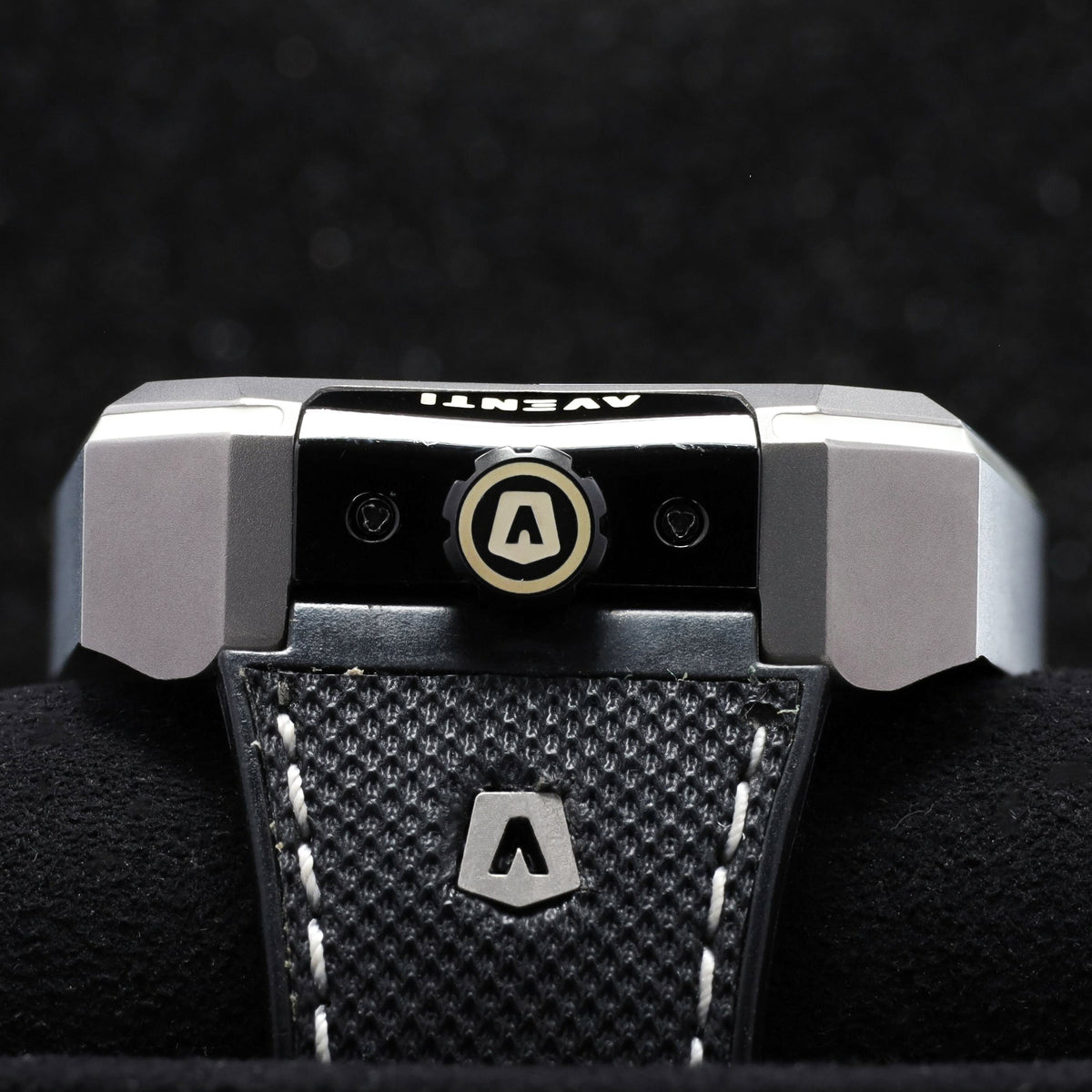 Aventi Tourbillon Complete 48mm Titanium Case Skeletonized Dial Titanium with Integrated Crystal Frame Bezel Black Rubber Textile Strap A10