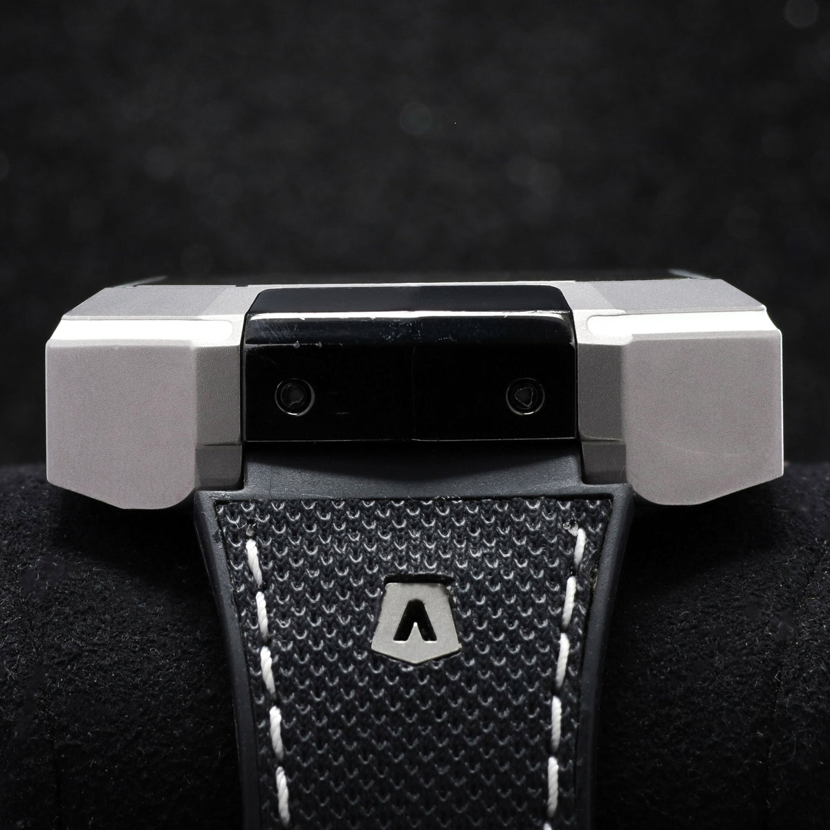 Aventi Tourbillon Complete 48mm Titanium Case Skeletonized Dial Titanium with Integrated Crystal Frame Bezel Black Rubber Textile Strap A10