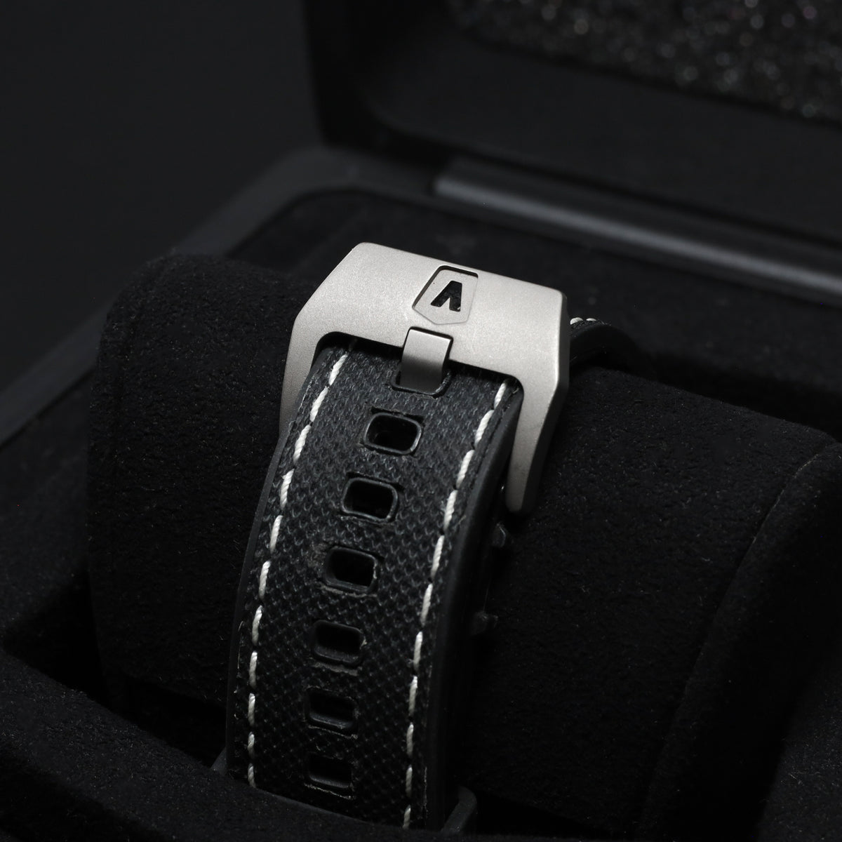 Aventi Tourbillon Complete 48mm Titanium Case Skeletonized Dial Titanium with Integrated Crystal Frame Bezel Black Rubber Textile Strap A10