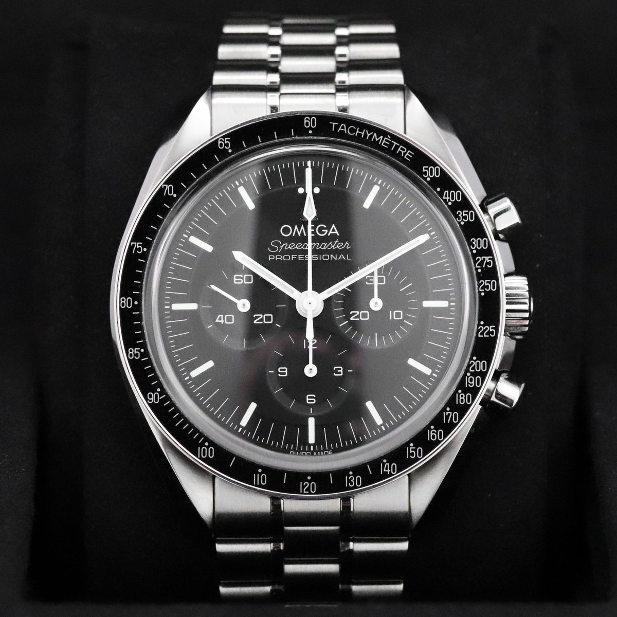 Omega Speedmaster Professional Moonwatch 42mm [COMPLETE SET] Black Dial Sapphire Steel Bracelet Exhibition 310.32.42.50.01.002