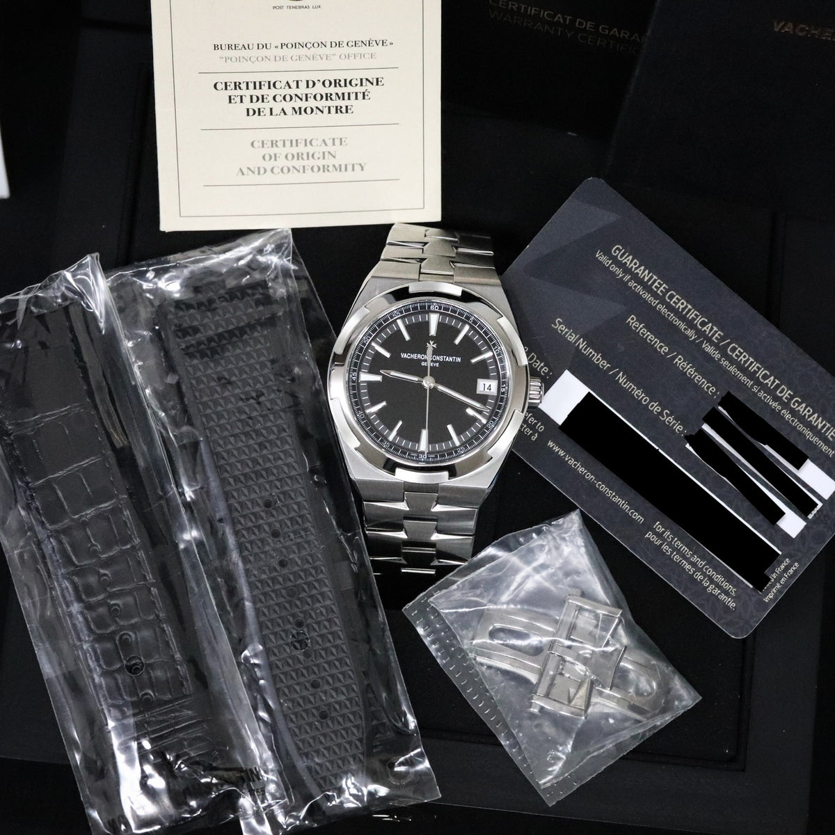 Vacheron Constantin Overseas 2021 Complete 41mm Stainless Steel Case Black Dial Steel Bezel Steel Bracelet 4500V