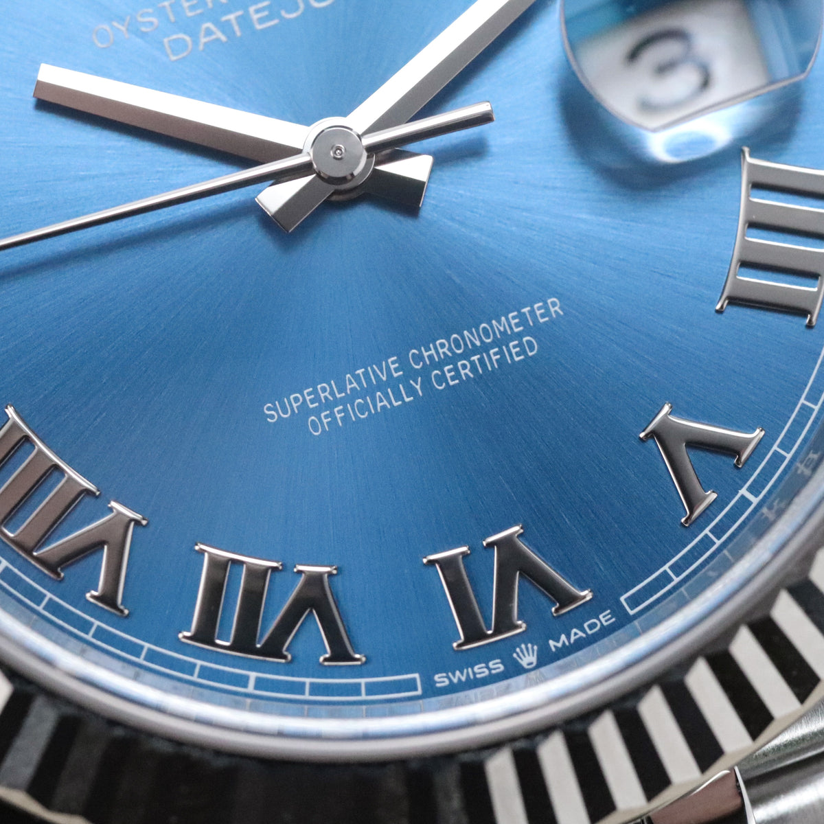 2025 Rolex Datejust 41 Azzurro Blue Roman Dial Fluted Jubilee 126334 Oyster Perpetual White Gold Oystersteel