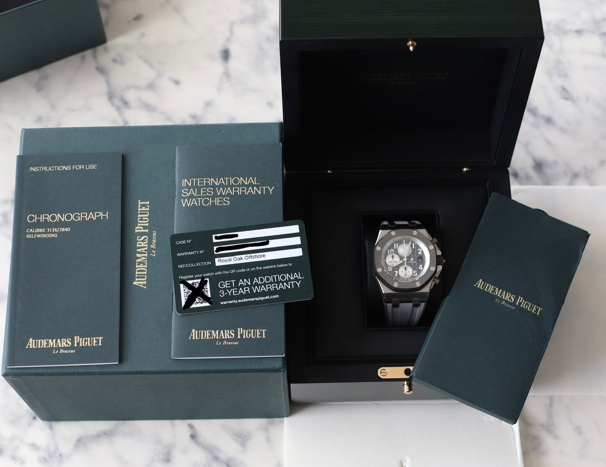 Audemars Piguet Royal Oak Offshore Ghost 2022 Complete 42mm Titanium Case Gray Ceramic Rubber Strap 26470IO.OO.A006CA.01