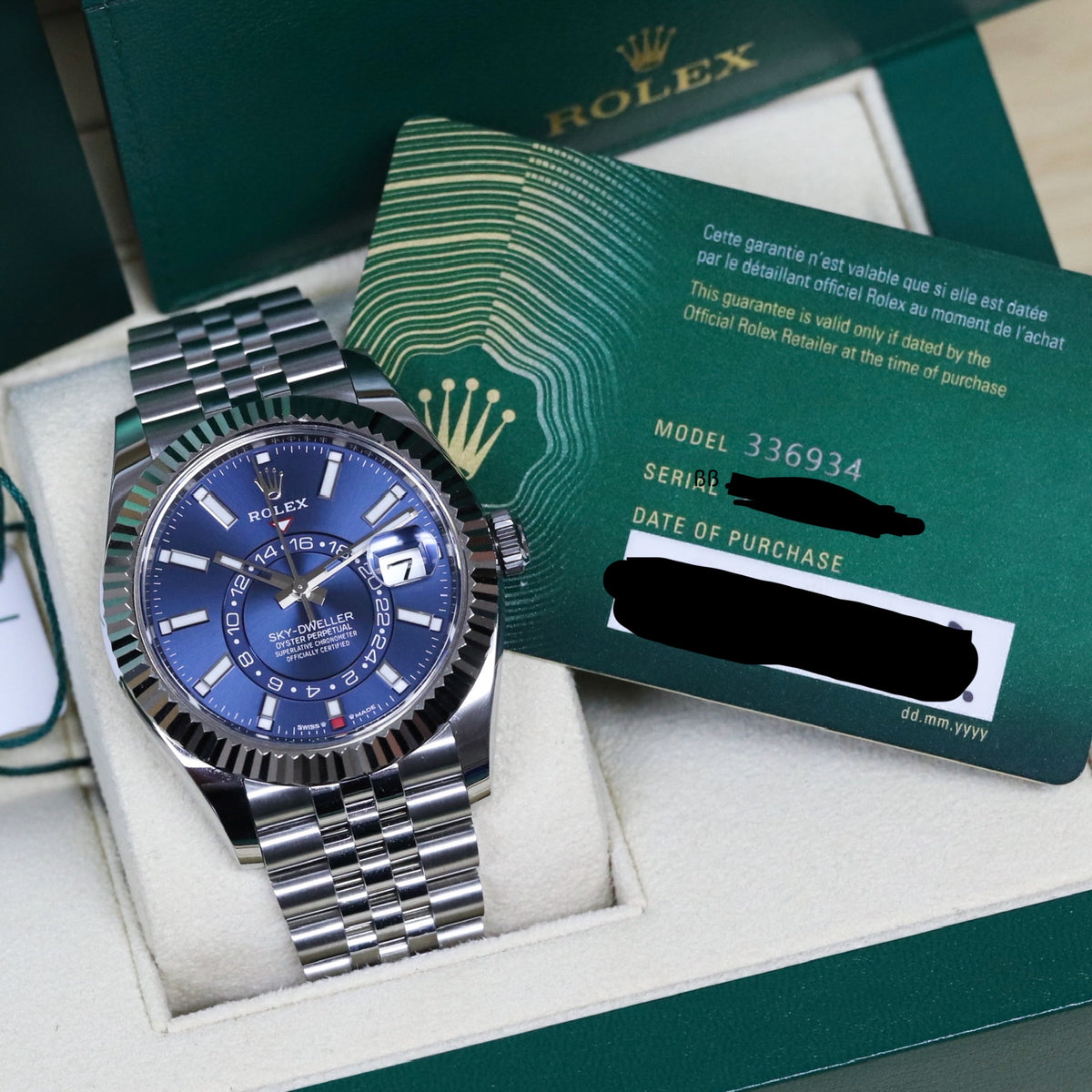 Rolex Sky-Dweller 42mm Blue Dial Fluted Steel Jubilee 336934