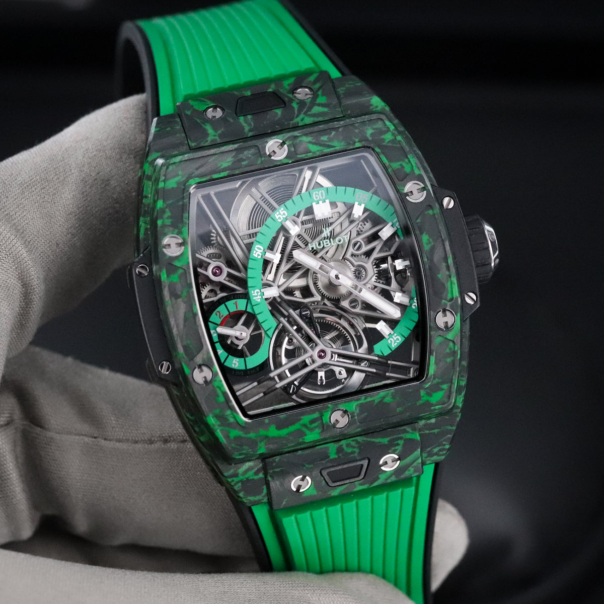 Hublot Spirit of Big Bang Tourbillon [2023 FULL SET] 42mm Green Carbon $100k MSRP 645.QG.5217.RX Limited Edition 1/50