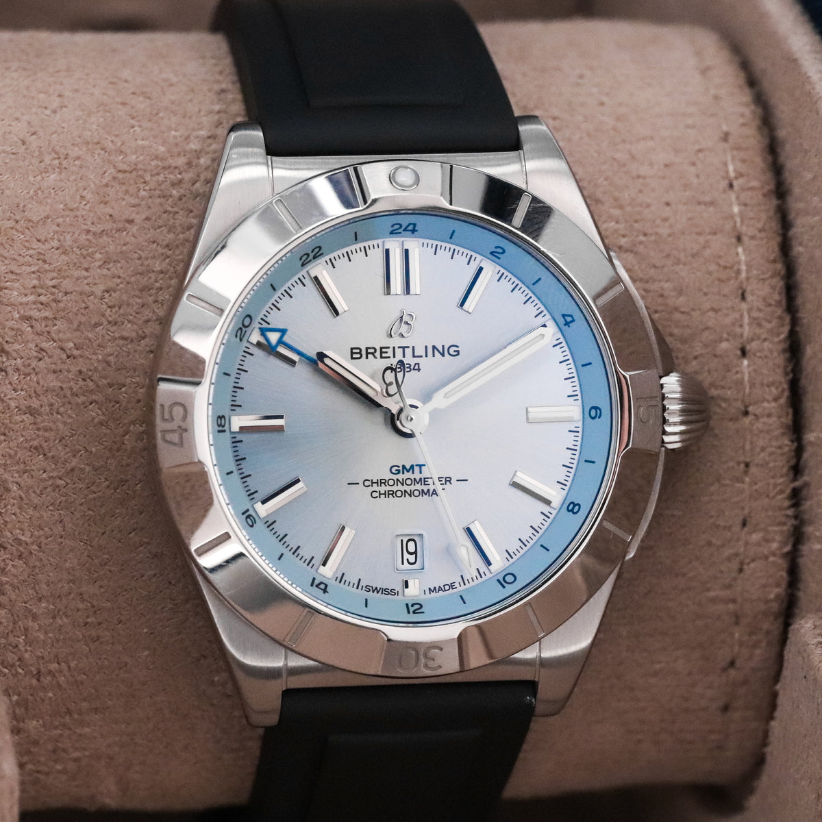 Breitling Chronomat GMT Automatic Gmt 40mm [2023 Complete Set] Ice Blue Dial Sapphire Stainless Rubber P32398101C1S1