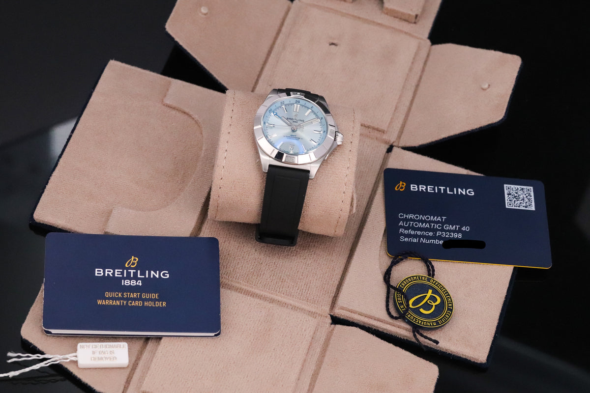 Breitling Chronomat GMT Automatic Gmt 40mm [2023 Complete Set] Ice Blue Dial Sapphire Stainless Rubber P32398101C1S1