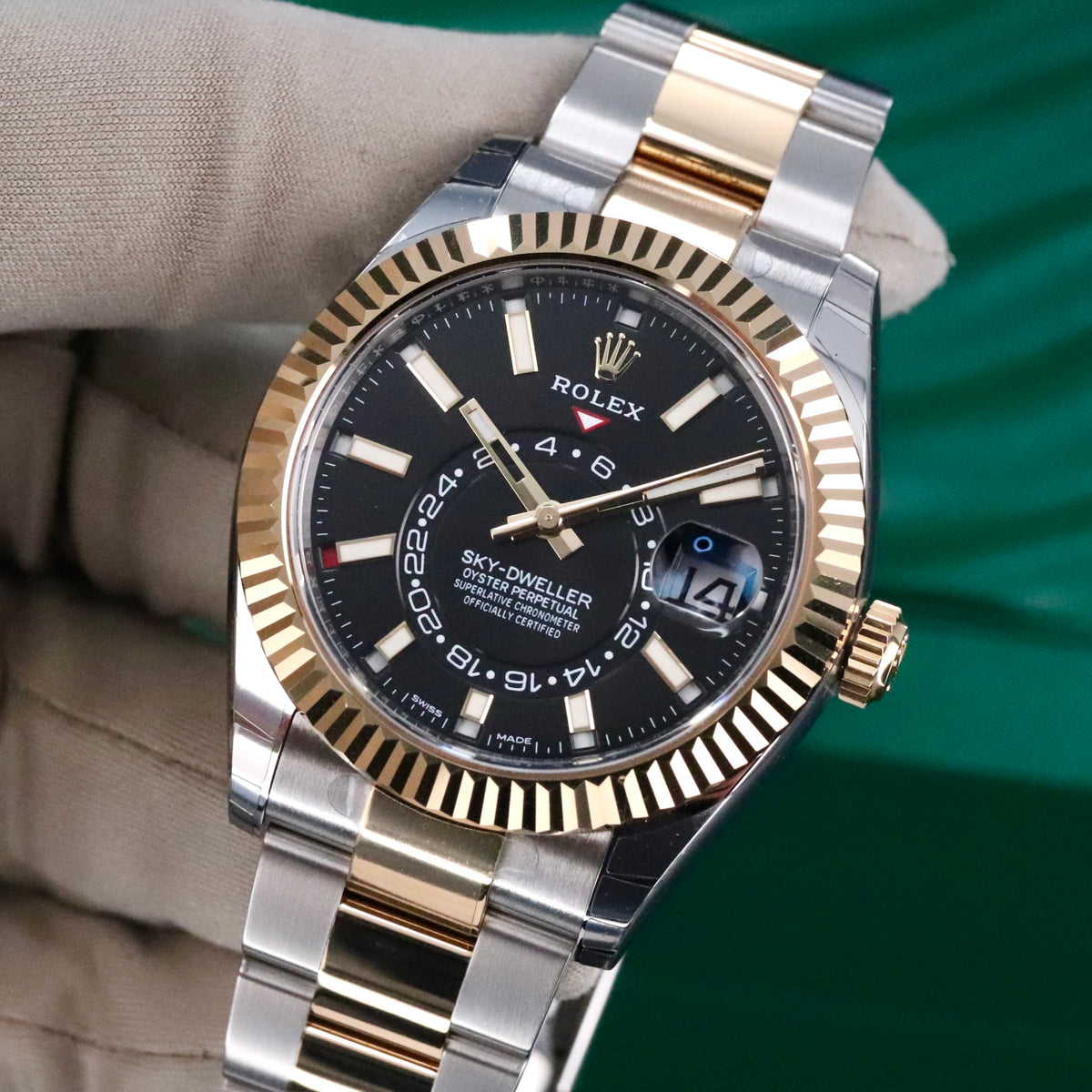 Rolex Sky Dweller 42mm [2021 Complete] Two Tone Black Dial 18k Yellow Gold Steel 326933
