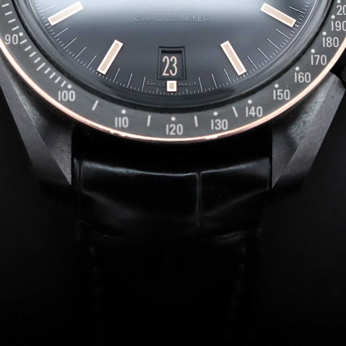 Omega Speedmaster Moonwatch Chronograph Dark Side of the Moon [2024 Complete] 44.25mm Black Ceramic Case Black Dial Black Bezel Black Alligator Leather Strap 311.63.44.51.06.001