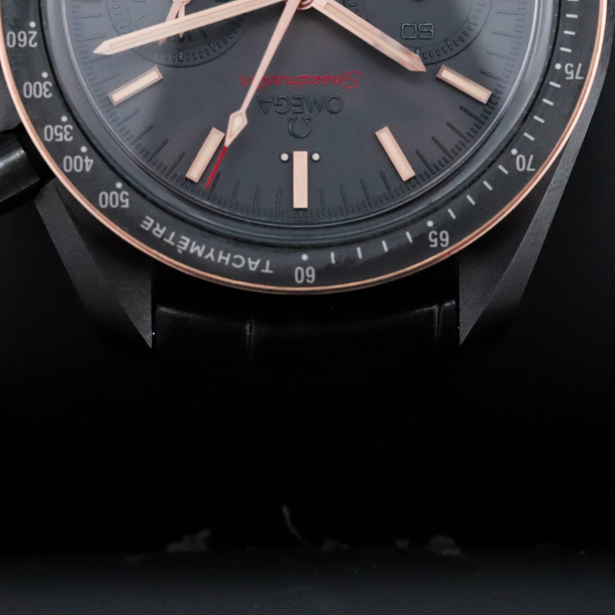 Omega Speedmaster Moonwatch Chronograph Dark Side of the Moon [2024 Complete] 44.25mm Black Ceramic Case Black Dial Black Bezel Black Alligator Leather Strap 311.63.44.51.06.001