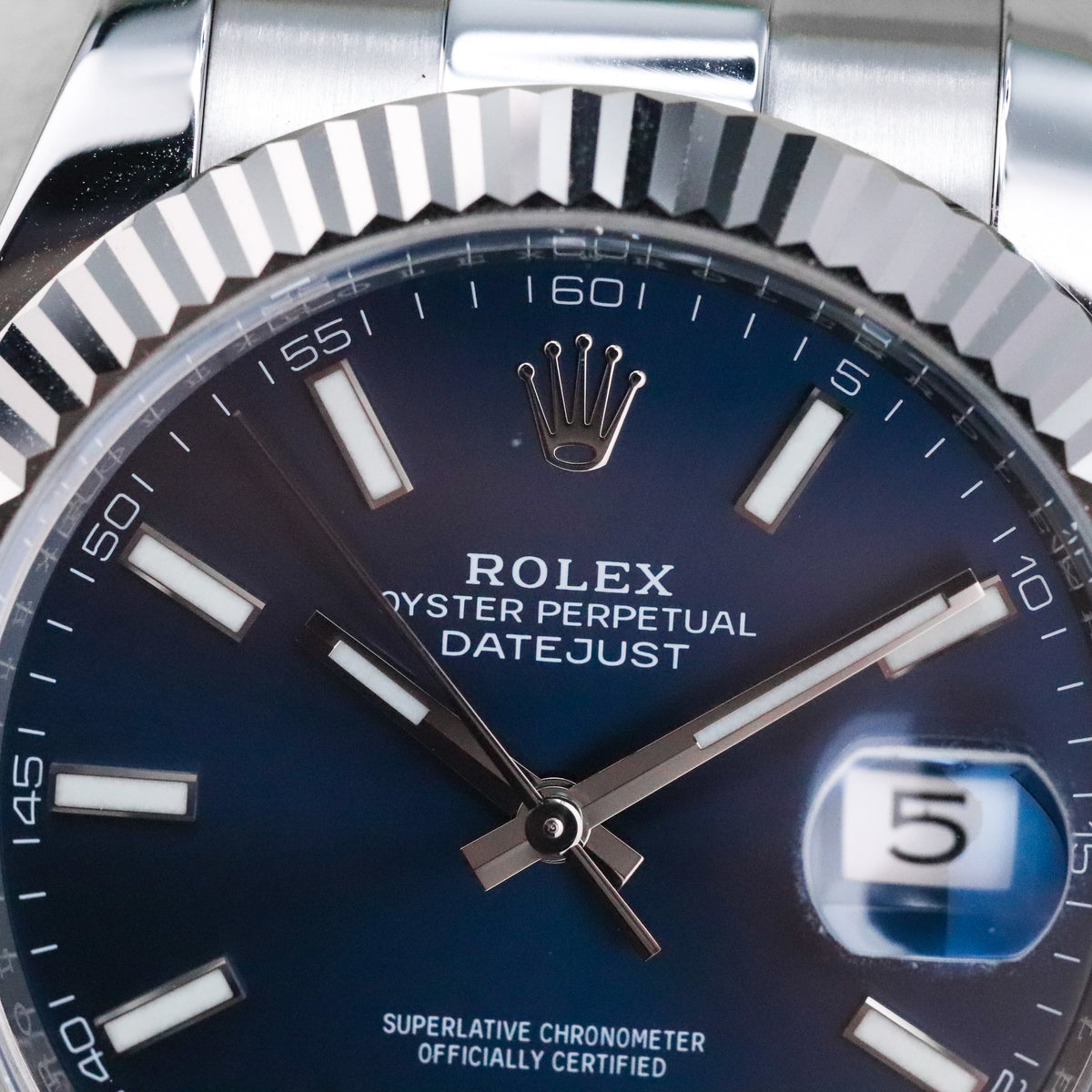 Rolex Datejust [COMPLETE] 41mm Stainless Steel Blue Dial White Gold Fluted Bezel 126334