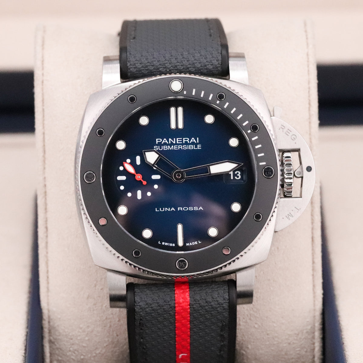 Panerai Submersible Luna Rossa [2024 Complete] 42mm Steel Case Blue Dial Black Bezel Black Strap PAM01565