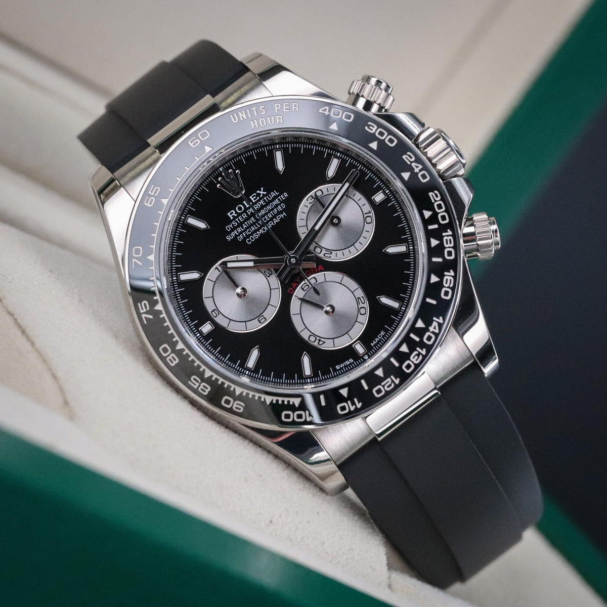 Rolex Daytona Oysterflex White Gold Black Dial Ceramic Bezel Rubber 126519LN