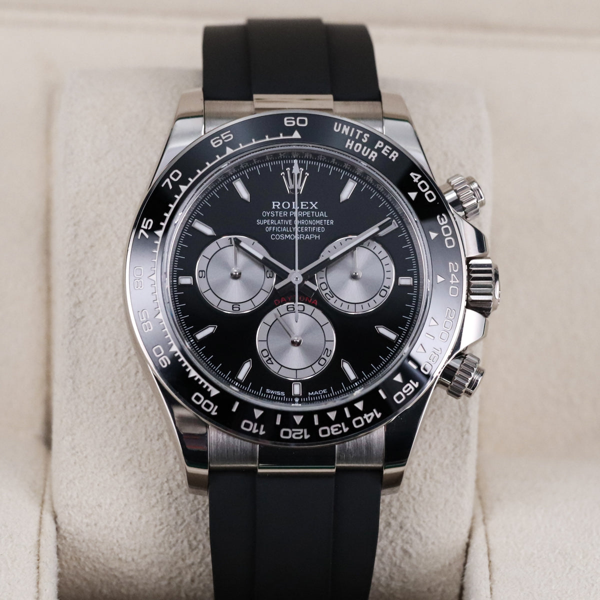 Rolex Daytona Oysterflex White Gold Black Dial Ceramic Bezel Rubber 126519LN