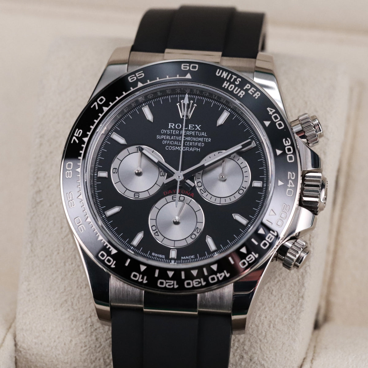 Rolex Daytona Oysterflex White Gold Black Dial Ceramic Bezel Rubber 126519LN