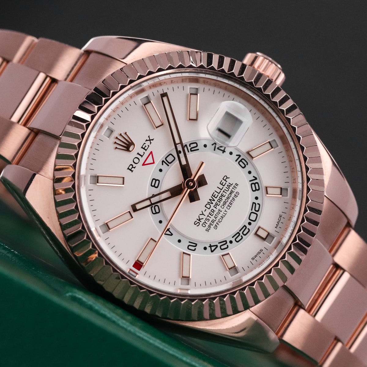 Rolex Skydweller [2019 Complete] 42mm Rose Gold White Dial Fluted Bezel Oyster Bracelet 326935