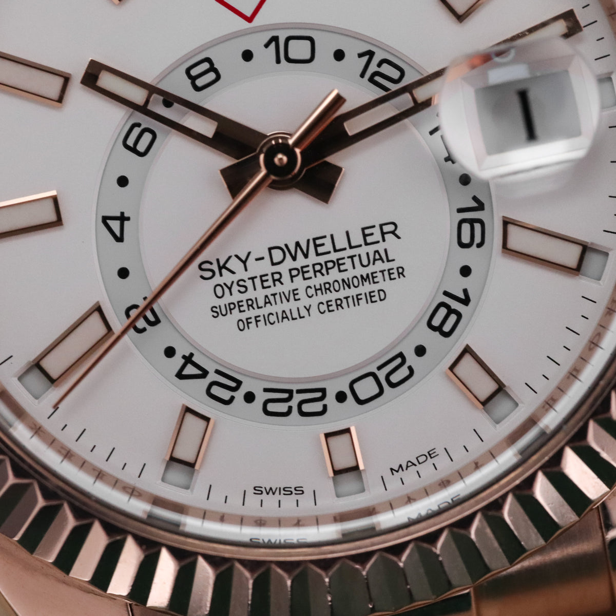 Rolex Skydweller [2019 Complete] 42mm Rose Gold White Dial Fluted Bezel Oyster Bracelet 326935