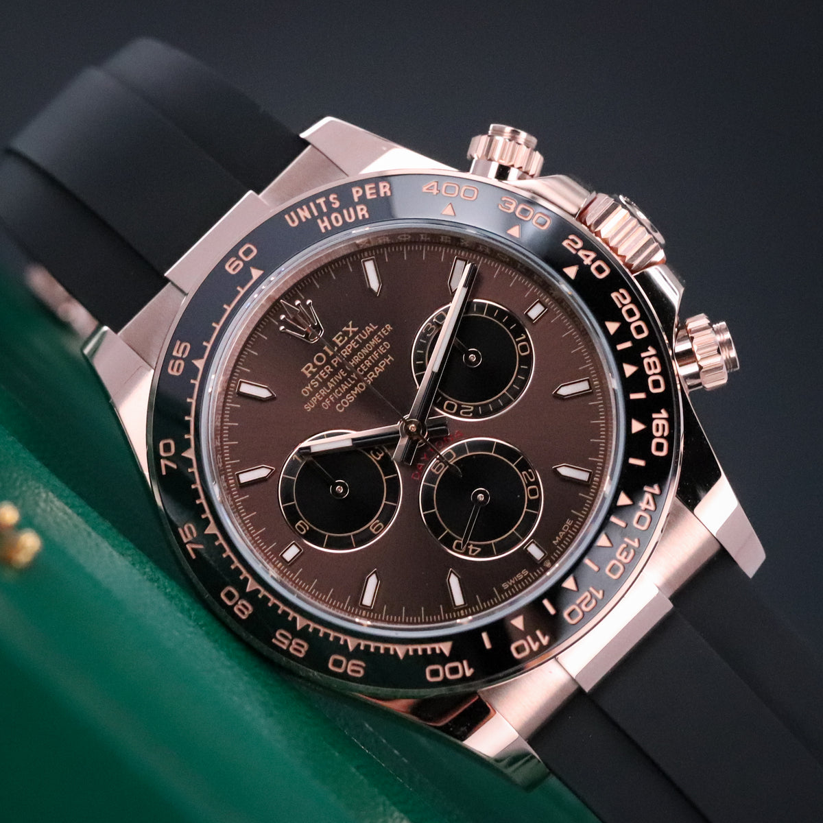 Rolex Cosmograph Daytona 2025 Complete 40mm Rose Gold Brown Dial Black Oysterflex Strap 126515LN