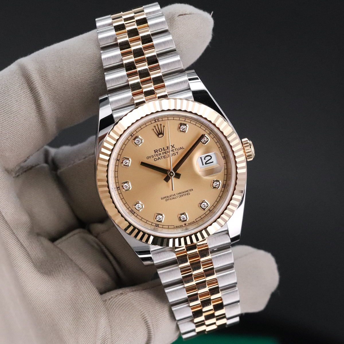 Rolex Datejust [2025 Complete] 41mm Steel Champagne Diamond Dial Two Tone 18K Yellow Gold Bezel Jubilee Bracelet 126333