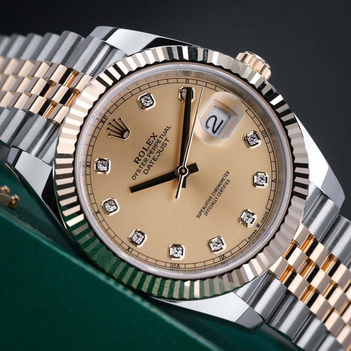 Rolex Datejust [2025 Complete] 41mm Steel Champagne Diamond Dial Two Tone 18K Yellow Gold Bezel Jubilee Bracelet 126333