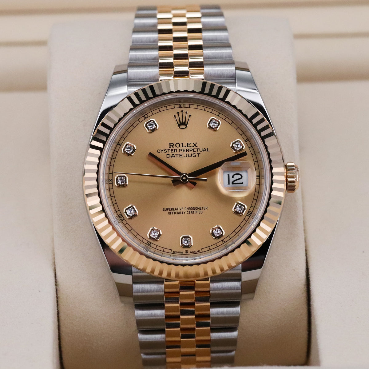 Rolex Datejust [2025 Complete] 41mm Steel Champagne Diamond Dial Two Tone 18K Yellow Gold Bezel Jubilee Bracelet 126333