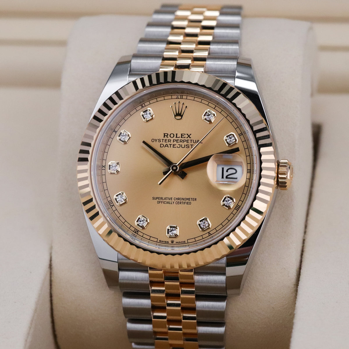 Rolex Datejust [2025 Complete] 41mm Steel Champagne Diamond Dial Two Tone 18K Yellow Gold Bezel Jubilee Bracelet 126333