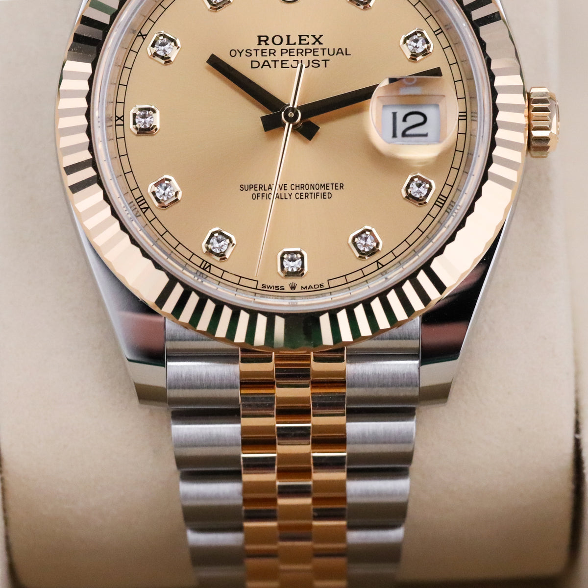 Rolex Datejust [2025 Complete] 41mm Steel Champagne Diamond Dial Two Tone 18K Yellow Gold Bezel Jubilee Bracelet 126333