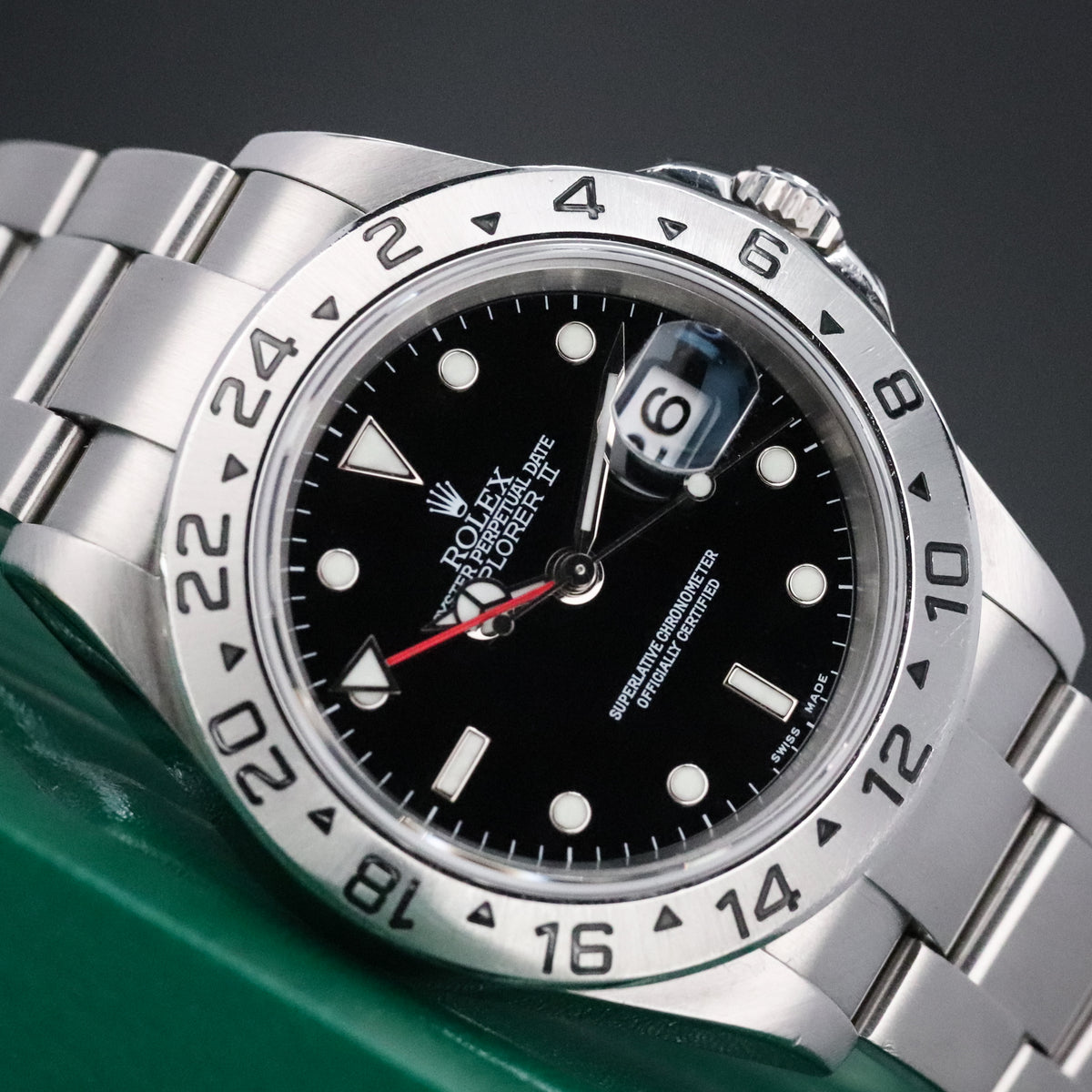 Rolex Explorer II Complete RSC Card 40mm Steel Case Black Dial Silver Bezel Oyster Bracelet 16570