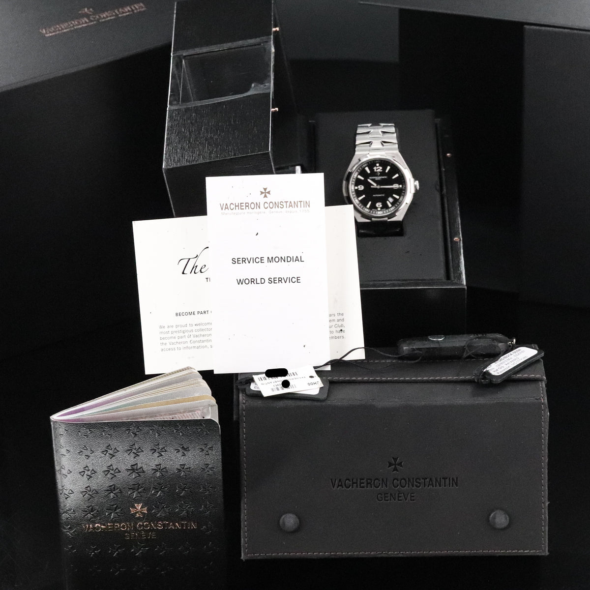 Vacheron Constantin Overseas Complete 42mm Steel Case Guilloché Black Dial Silver Bezel Stainless Steel Bracelet 47040/B01A-9094