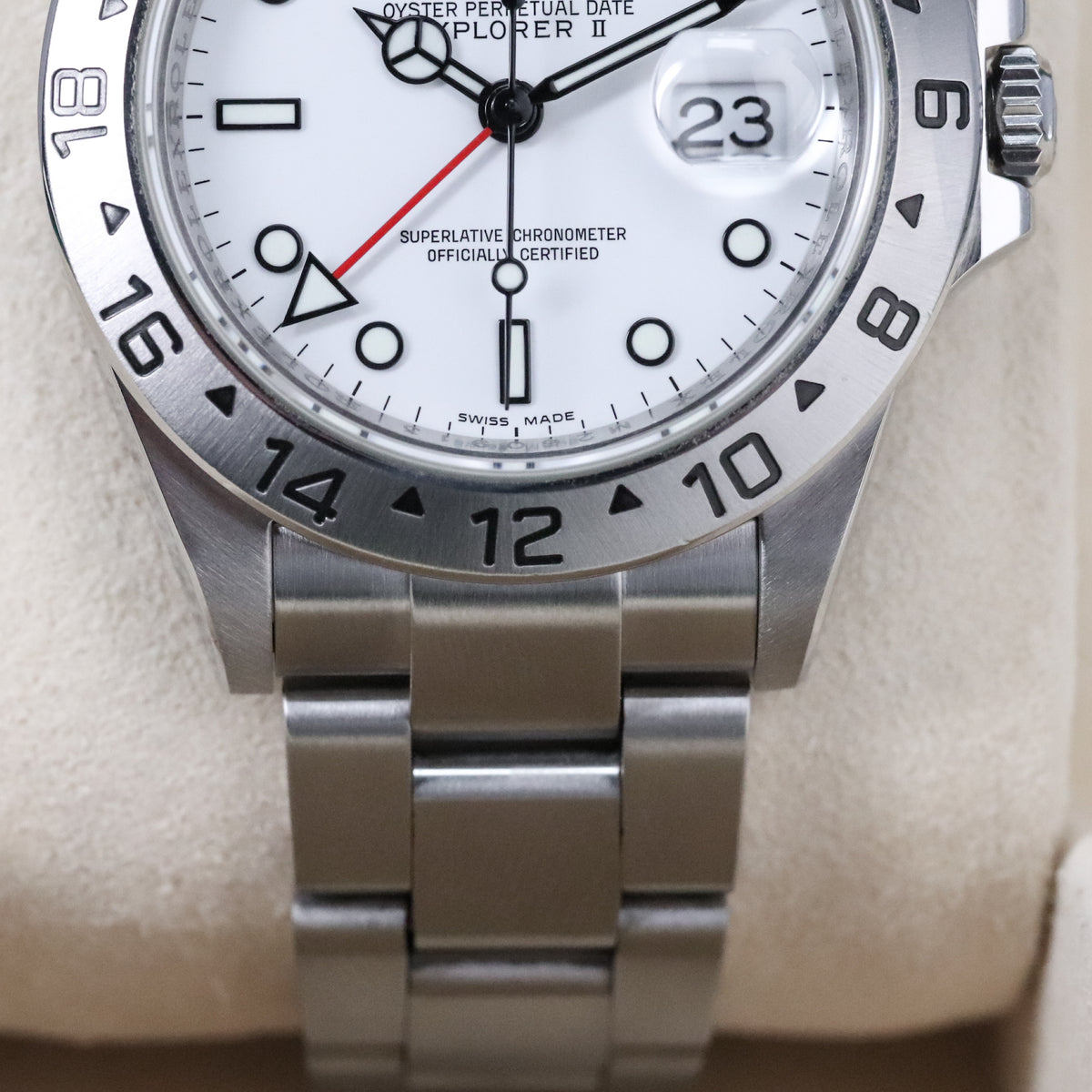 Rolex Explorer II Complete 40mm Steel Case White Dial Steel Silver Bezel Oyster Bracelet 16570