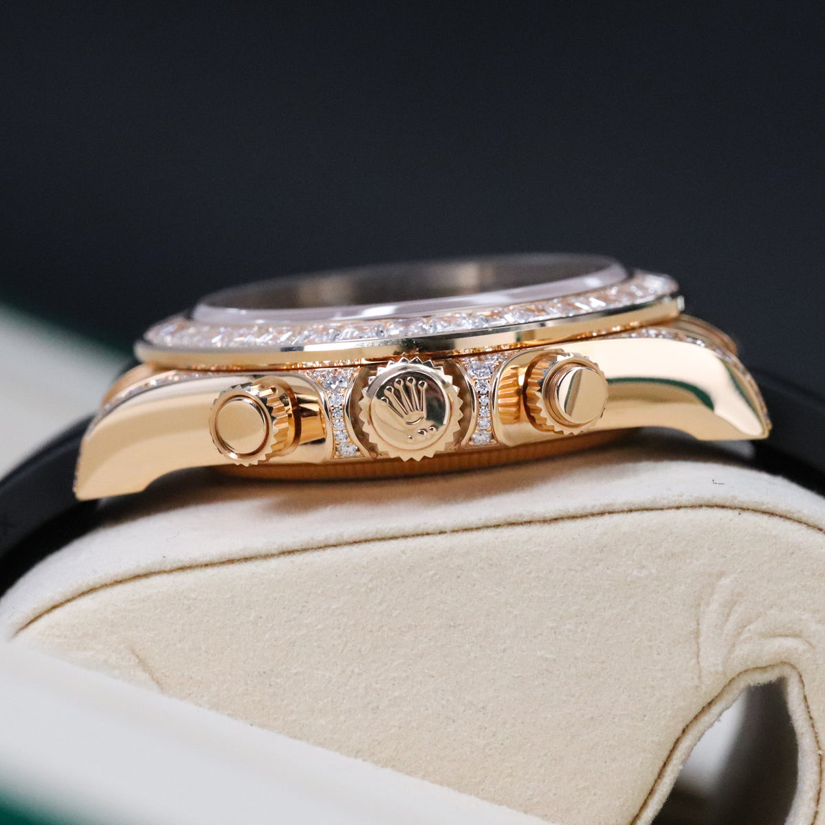 Rolex Daytona Cosmograph [2025 Complete] 40mm Yellow Gold Case Champagne Dial 18k Diamond Bezel Rubber Strap 126538TBR