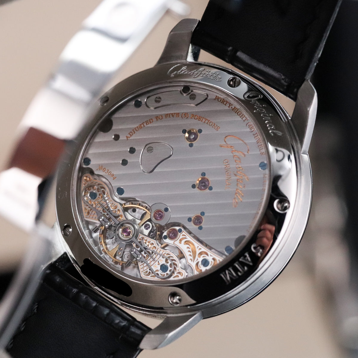 Glashütte Original PanoReserve 40mm Stainless Steel Case Dark Gray Dial Leather Alligator Strap Deployment Clasp  1-65-01-23-12-62