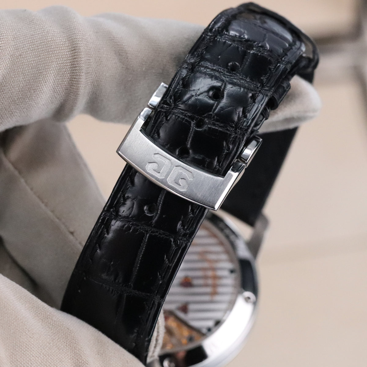 Glashütte Original PanoReserve 40mm Stainless Steel Case Dark Gray Dial Leather Alligator Strap Deployment Clasp  1-65-01-23-12-62