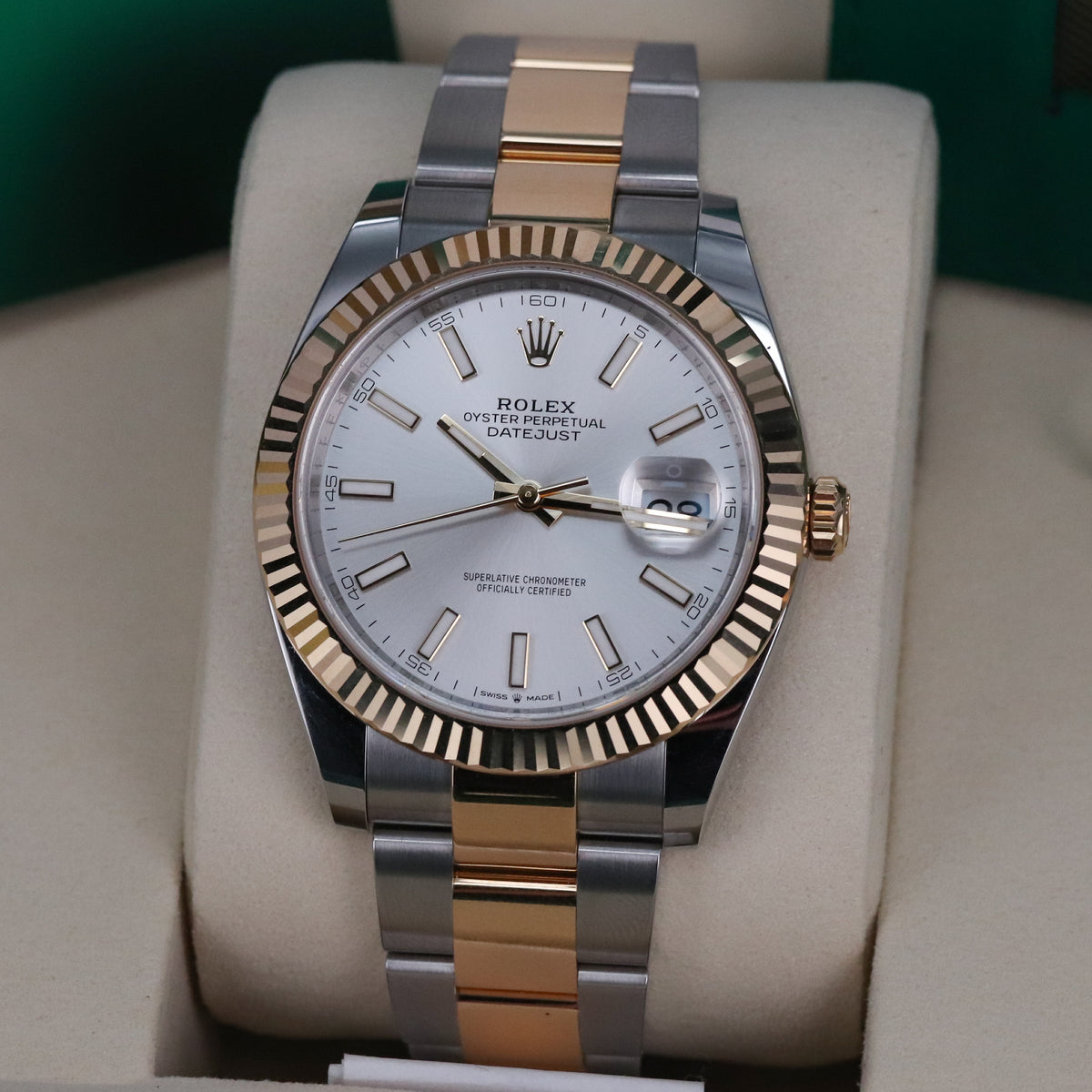 Rolex Datejust 41 2025 Complete 41mm Two Tone Steel Yellow Gold Silver Dial Yellow Gold Fluted Bezel Two Tone Bracelet 126333