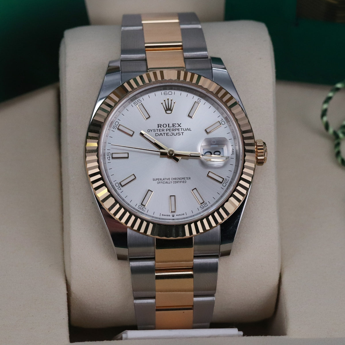 Rolex Datejust 41 2025 Complete 41mm Two Tone Steel Yellow Gold Silver Dial Yellow Gold Fluted Bezel Two Tone Bracelet 126333
