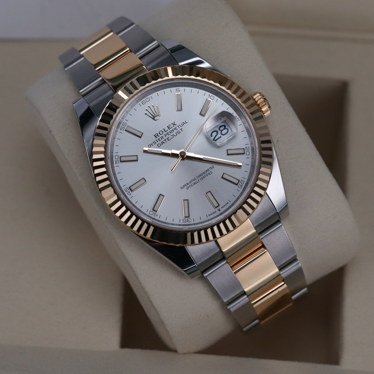 Rolex Datejust 41 2025 Complete 41mm Two Tone Steel Yellow Gold Silver Dial Yellow Gold Fluted Bezel Two Tone Bracelet 126333